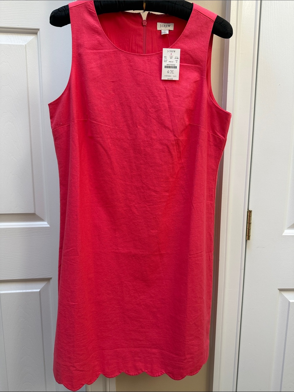 J. Crew Pink Sleeveless Scallop-Hem Shift Dress